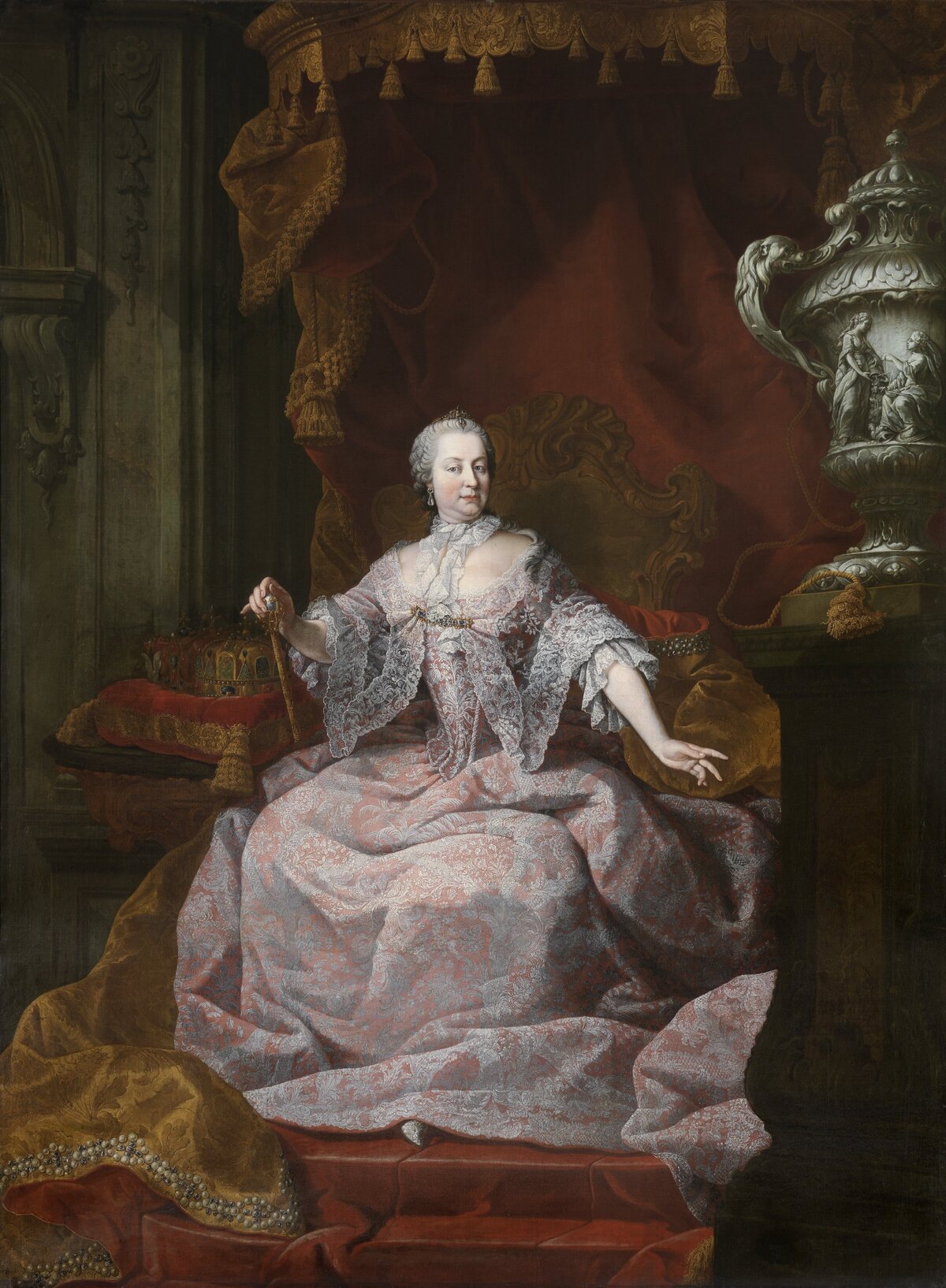 Matthias de Visch flamand festő alkotása Mária Teréziáról, 1749-ből.Mária Terézia Walpurga Amália Krisztina, németül: Maria Theresia Walburga Amalia Christina; Bécs, 1717. május 13. – Bécs, 1780. november 29.) a Habsburg-házból származó német-római császári hercegnő, osztrák főhercegnő, magyar, cseh és német királyi hercegnő, 1740-től Ausztria uralkodó főhercegnője, magyar és cseh királynő, valamint Lotaringiai Ferenc császár hitveseként német-római császárné 1745 és 1765 között. A Habsburg Birodalom egyetlen női uralkodója, egyben a Habsburg–Lotaringiai-ház megalapítója.