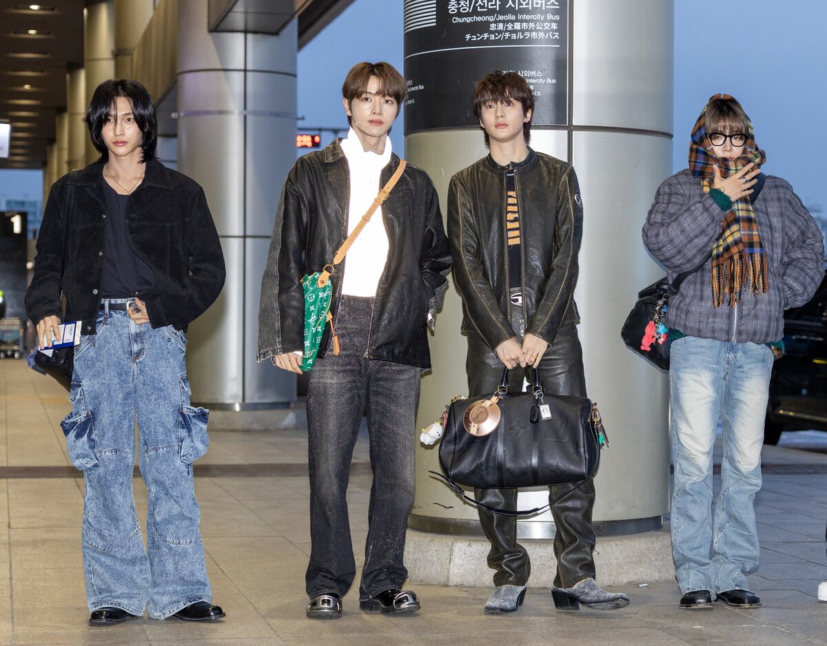 SEOUL, DÉL-KOREA - február 20.: Wonbin, Sungchan, Anton és Shotaro a RIIZE-ból távoznak a Gimpo nemzetközi repülőtérről a tokiói 'SMTOWN LIVE 2024 SMCU PALACE @TOKYO' rendezvényre 2024. február 20-án a dél-koreai SEOUL-ban (Fotó: The Chosunilbo JNS/Imazins via Getty Images).