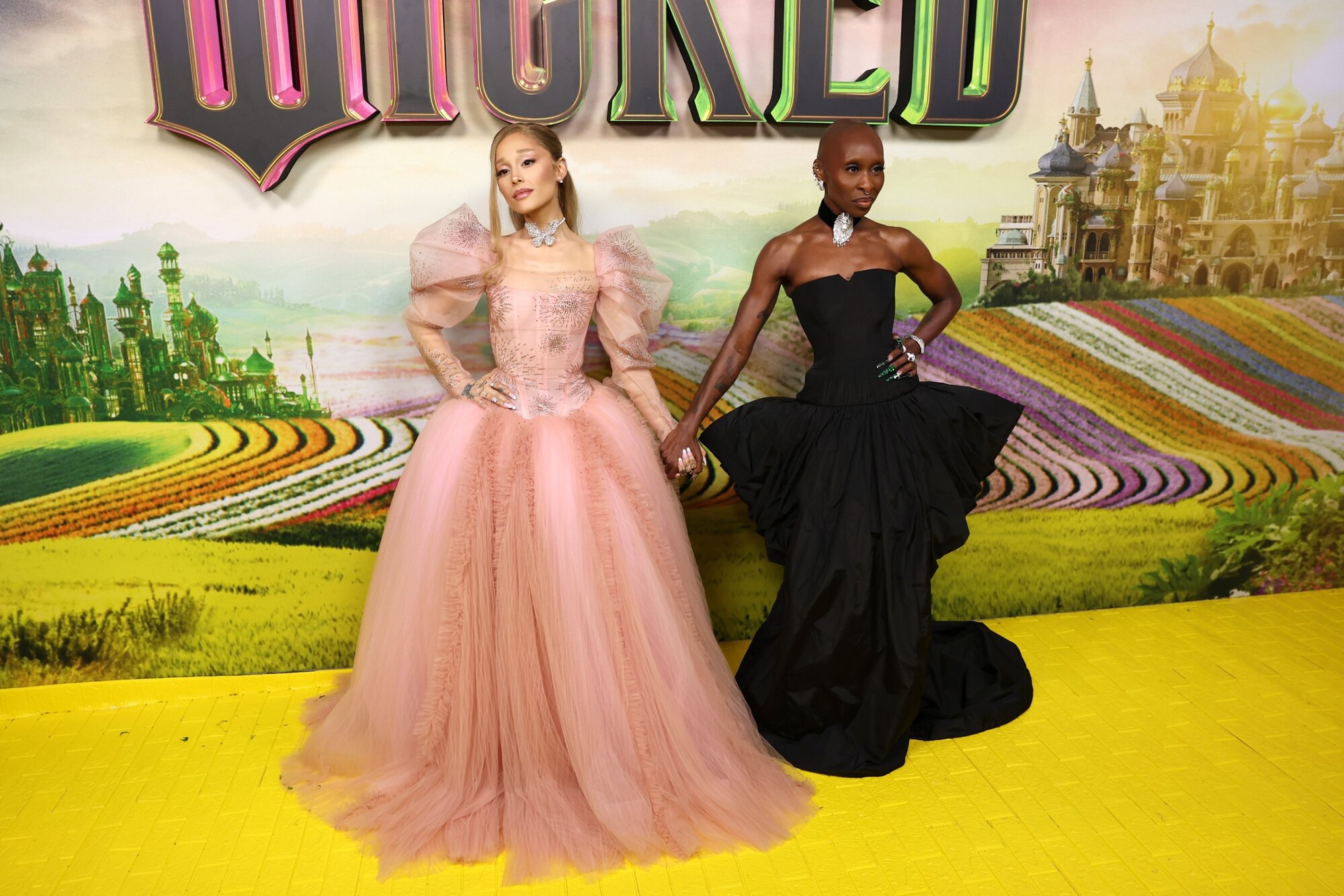Ariana Grande és Cynthia Erivo a  „Wicked” ausztrál premierjén.