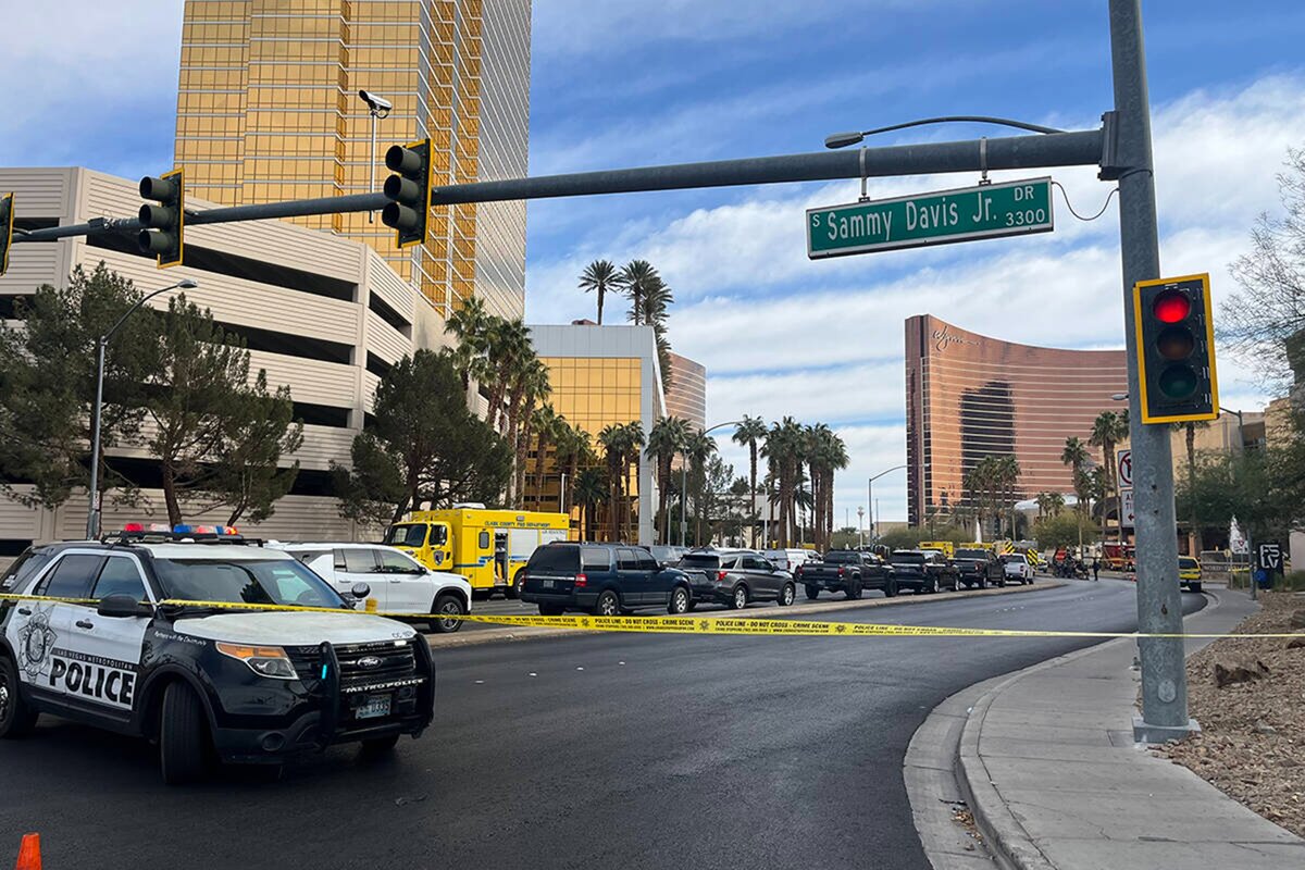 A Las Vegas-i Trump Hotel környéke, ahol 2024. január 1-jén felrobbant egy Tesla Cybertruck