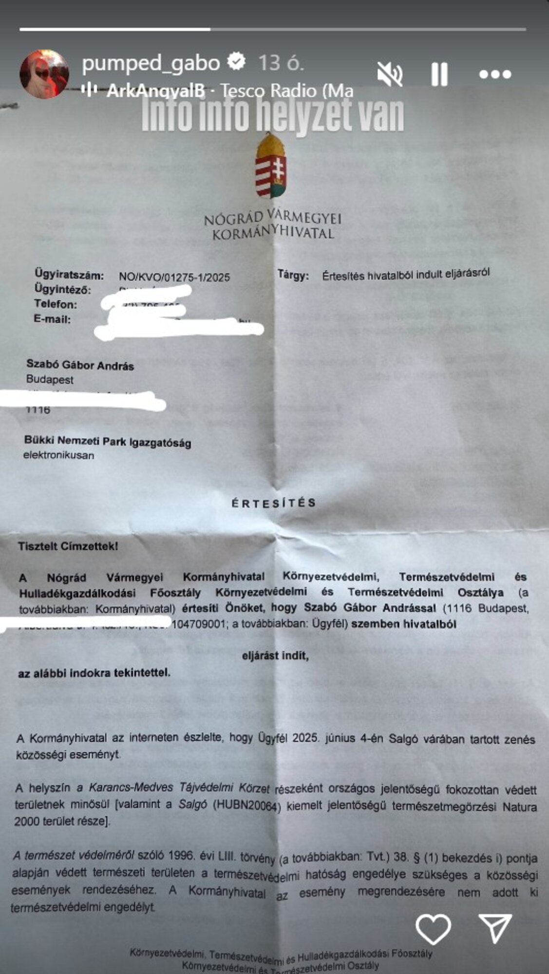 Eljárást indít a Nógrád vármegyei kormányhivatal Pumped Gabo ellen
