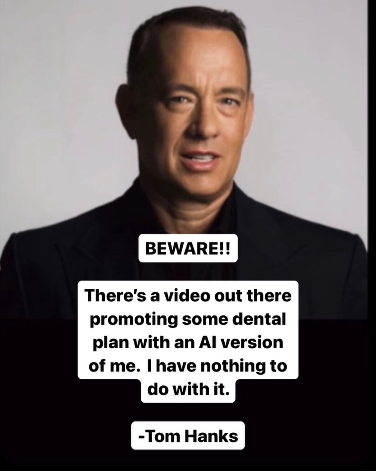 Tom Hanks sosem engedélyezte, hogy az arcát használják egy videós formátumú reklámhoz, amellyel fogászati terméket akartak eladni