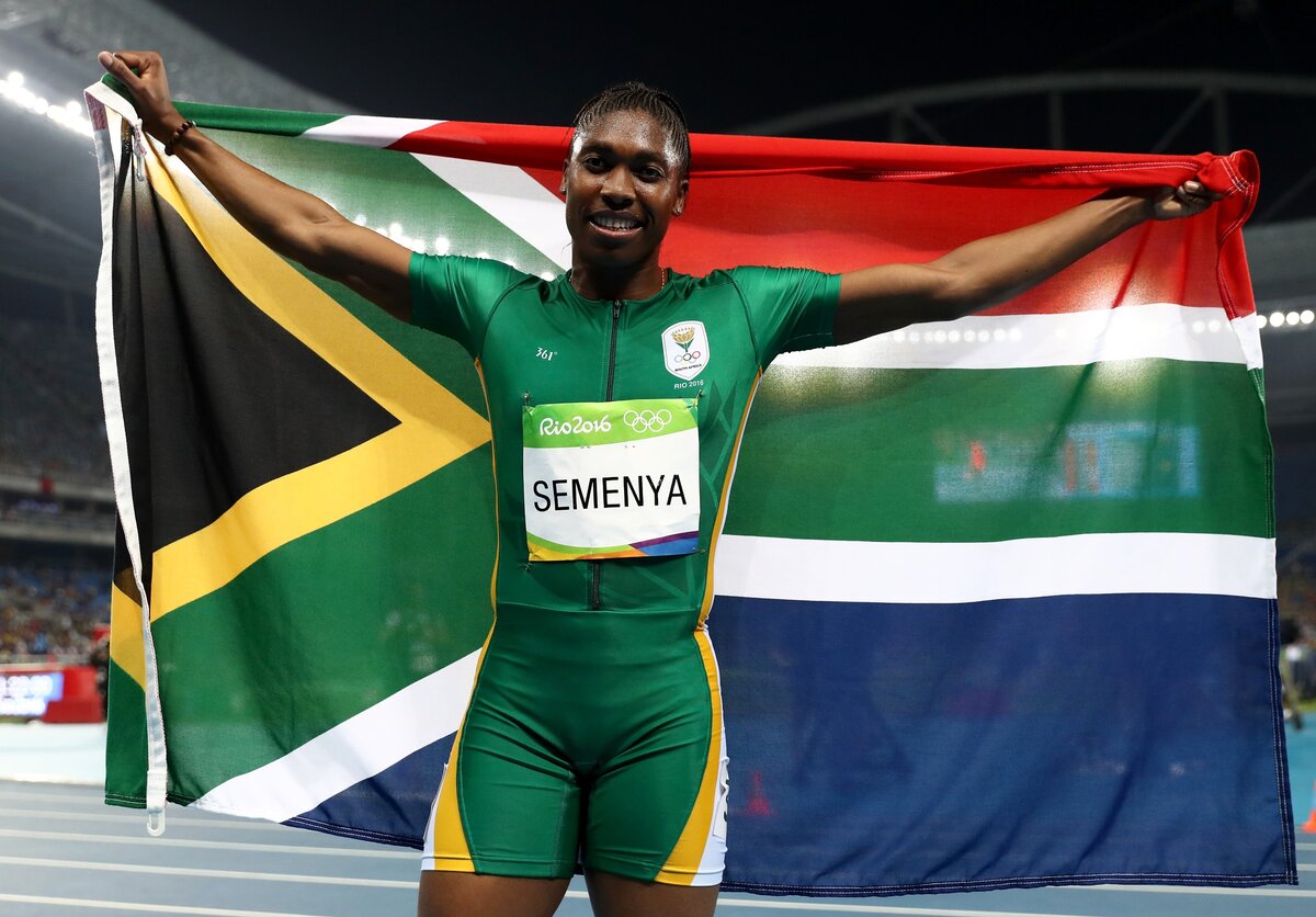 Caster Semenya 2016-ban Rióban, miután megnyerte a 800 méteres futás női versenyét