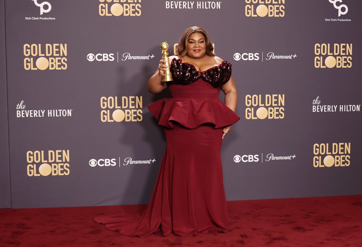 BEVERLY HILLS, KALIFORNIA - JANUÁR 07.: Da'Vine Joy Randolph, a mellékszereplői díj nyertese a "The Holdovers" című filmért, pózol a sajtószobában a 81. Golden Globe-díjátadón a Beverly Hiltonban 2024. január 07-én a kaliforniai Beverly Hillsben. 