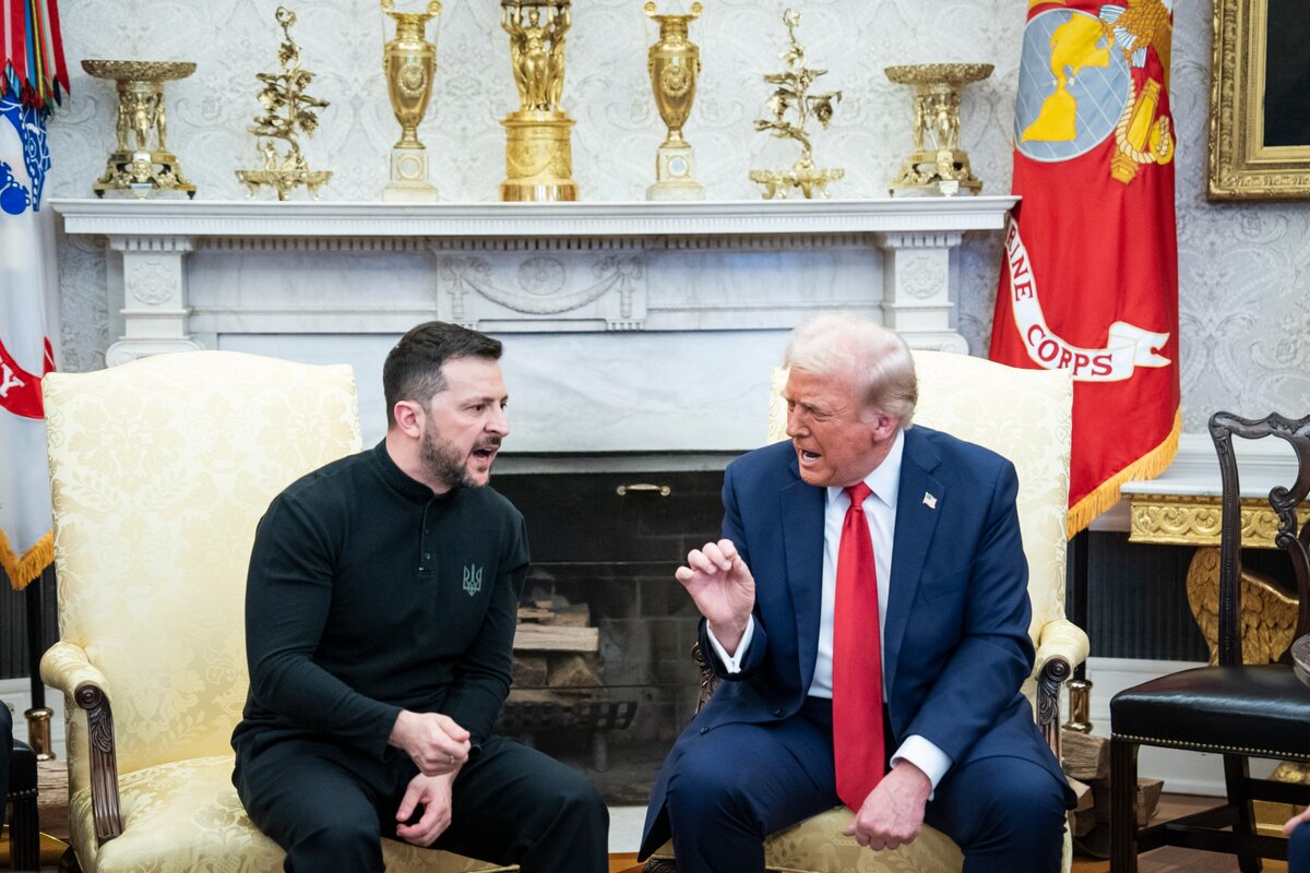 Washington, DC - február 28: Donald J. Trump amerikai elnök találkozik Volodimir Zelenszkij ukrán elnökkel a Fehér Ház Ovális Irodájában 2025. február 28-án, pénteken Washingtonban. (Fotó: )