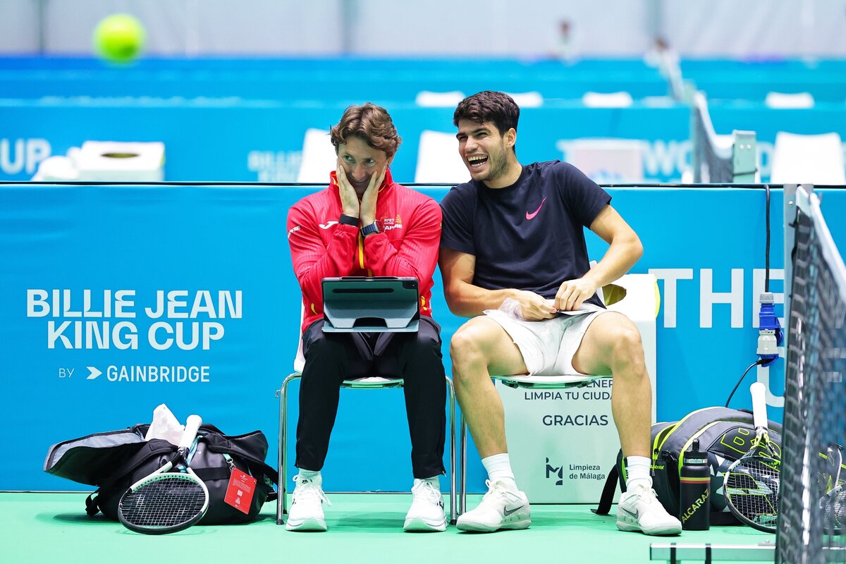 Juan Carlos Ferrero és Carlos Alcaraz a 2024 novemberi Davis Cup döntőjében