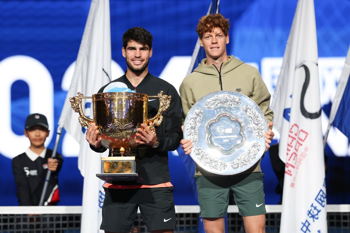 Carlos Alcaraz és Jannik Sinner a 2024 októberi China Openen